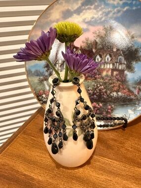 Black Chandelier Drop Earrings - Women Jewelry